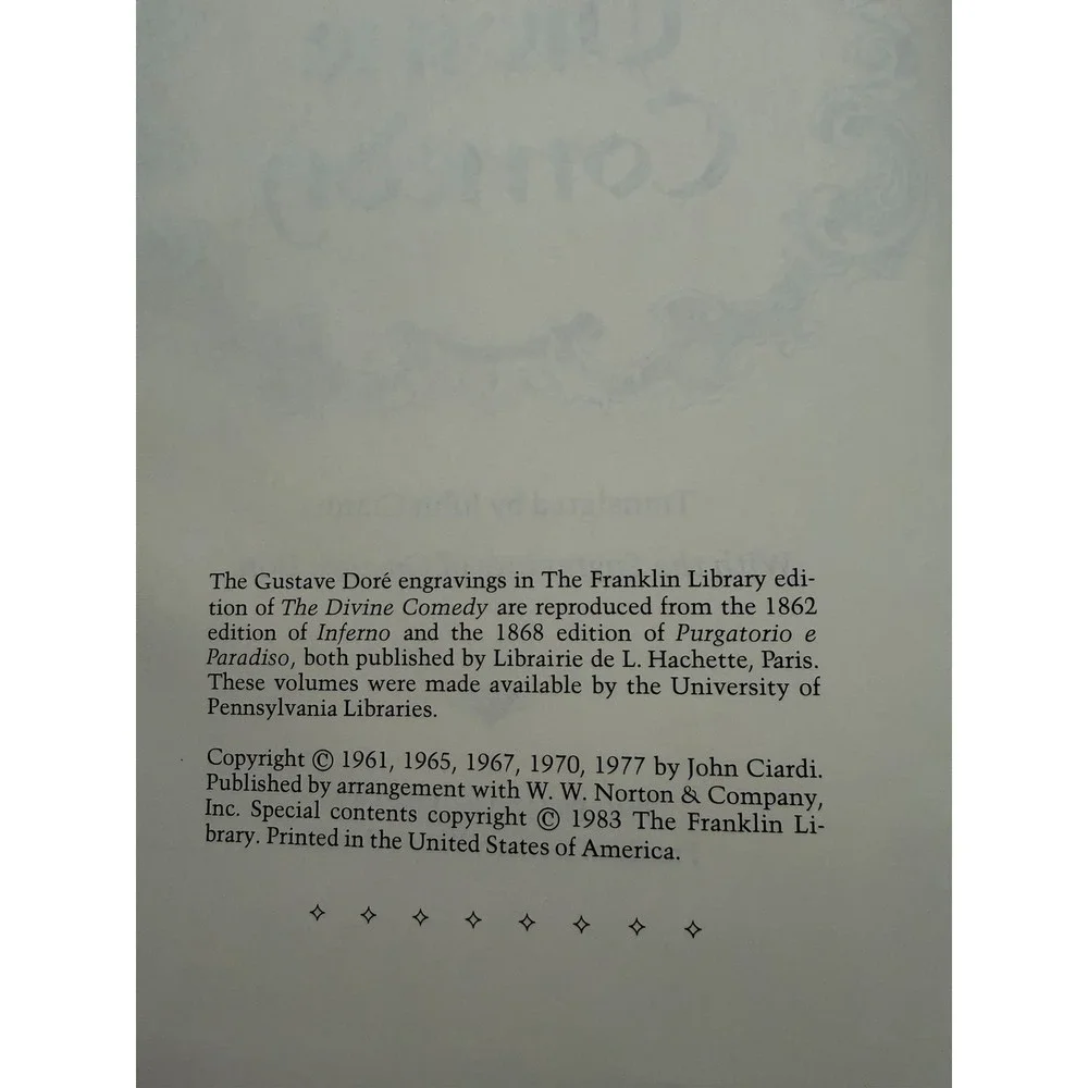 The Divine Comedy Dante Alighieri Franklin Library 1983 Gustave Dore Illustrated